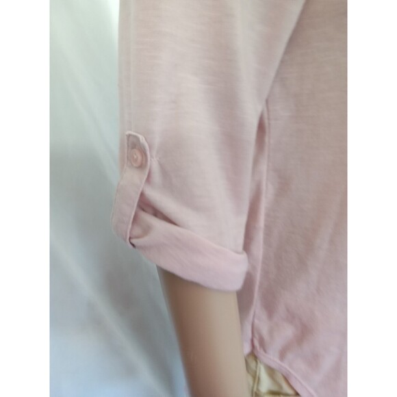 No Boundaries Women Large Pink‎ Roll Tab Sleeve Lace button pullover - Picture 5 of 15